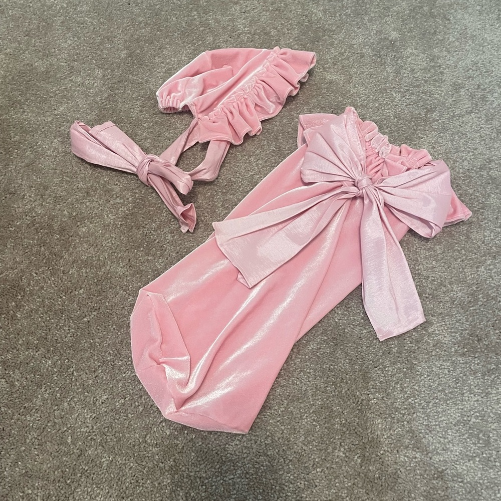 Pink Baby cocoon and Headband Set
